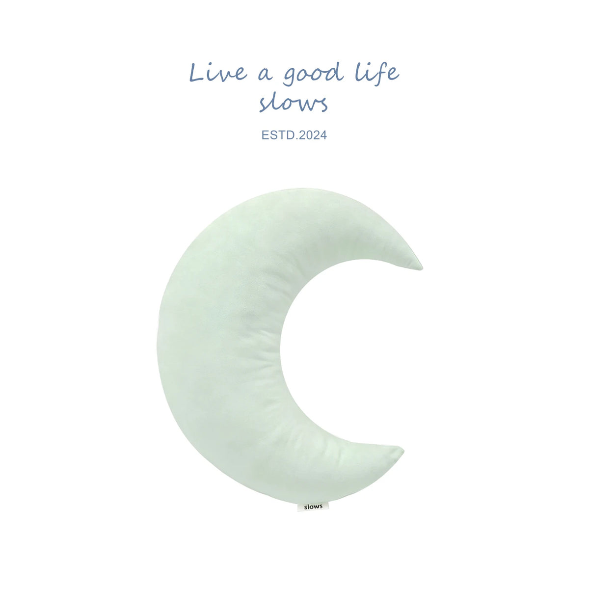 Moon cushion detail showing plump pearl-cotton filling