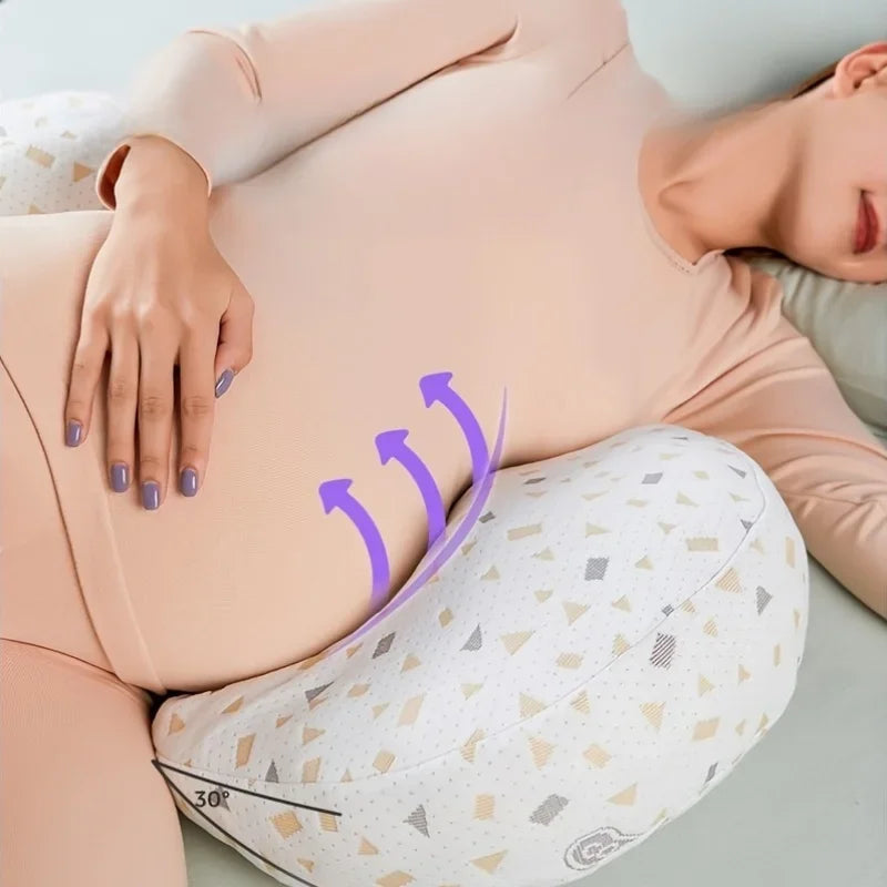 Pregnancy pillow colour options: green, colourful, and grey