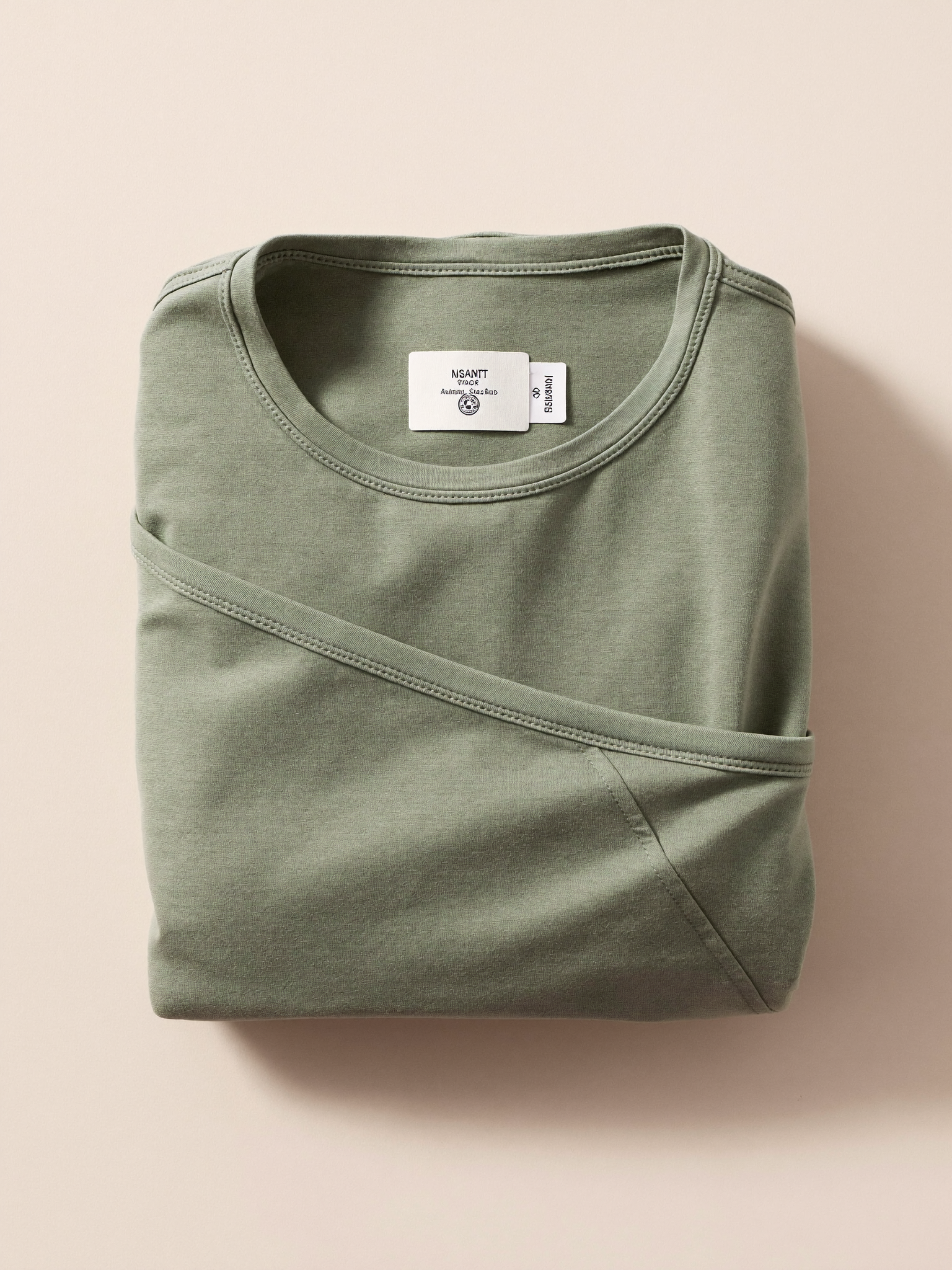 PLACEHOLDER (AI-generated) - Folded sage nursing cover on cream