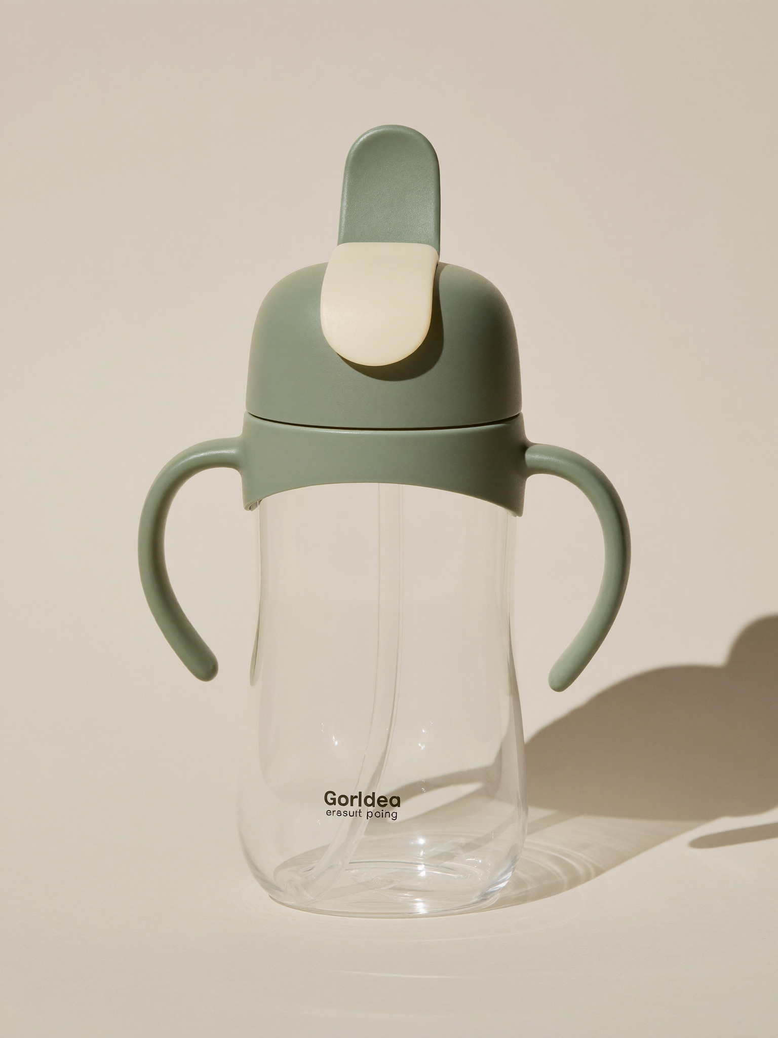 PLACEHOLDER (AI-generated) - Cream and sage toddler straw cup on cream