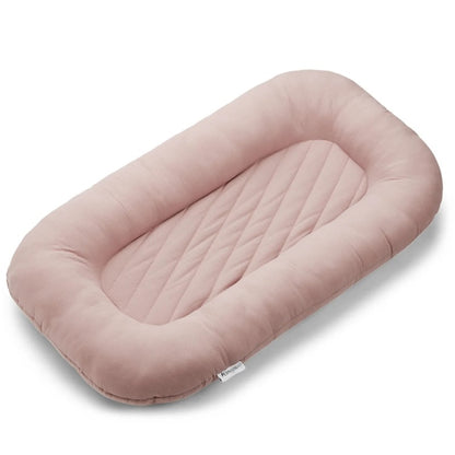 Both Hands Baby Lounger in Rose, dusty pink cotton lounger on a white background